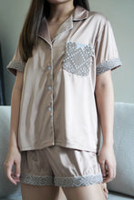 Load image into Gallery viewer, Caramel silk shorts set
