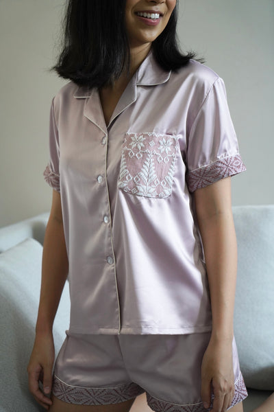 Mauve silk short set